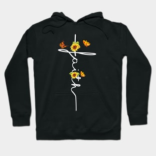Sunflower Butterfly Faith Design Awesome Jesus Lover Gift Hoodie